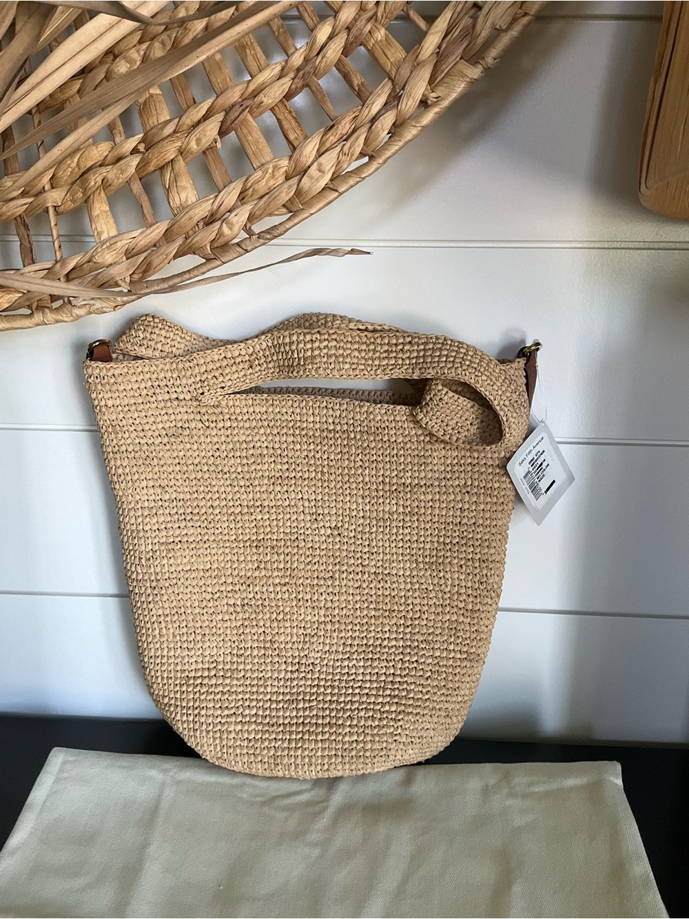 LOEWE Paula’s Ibiza Raffia Slit Mini Tote Bag with Leather Anagram - Picture 5 of 15